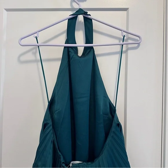 Abercrombie & Fitch Green Giselle Pleated Trapeze Halter Mini Dress Size MP - Picture 9 of 13
